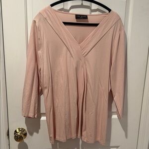 Lane Bryant Soft Pink V-Neck Blouse
